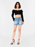 Asymmetric Wrap Denim Shorts