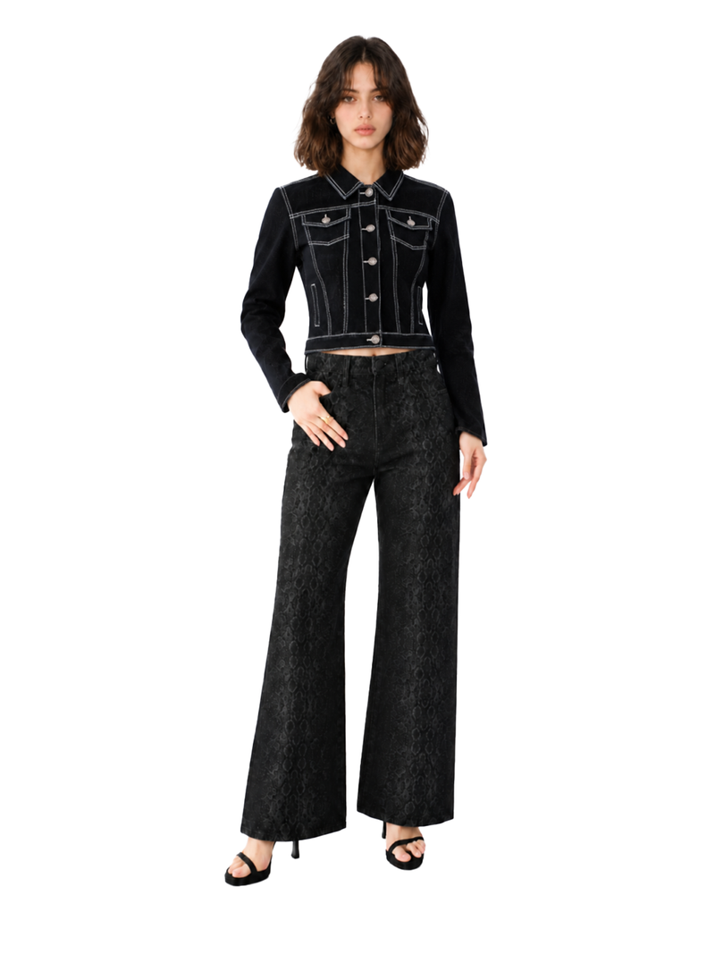 Contrast Stitch Black Denim Jacket