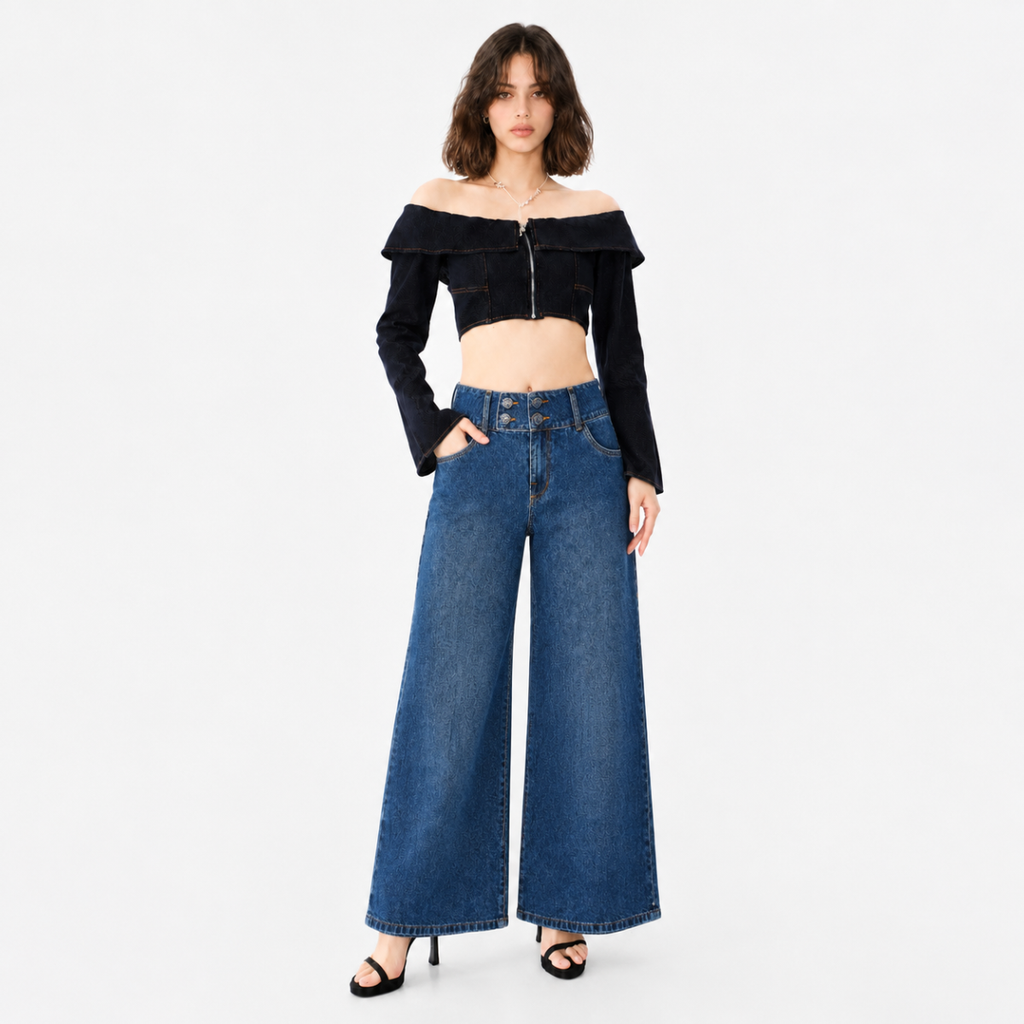 R Pocket Wide Leg Jeans