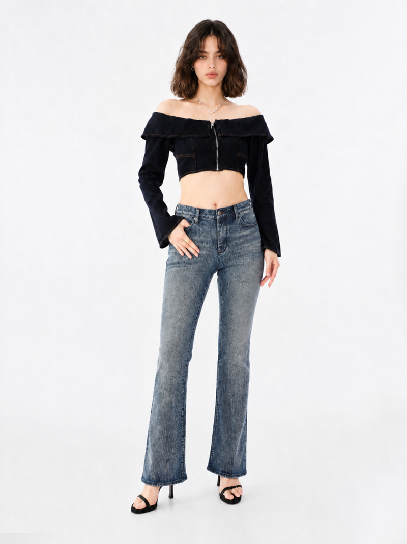 Fever White Logo Pocket Bootcut Jean