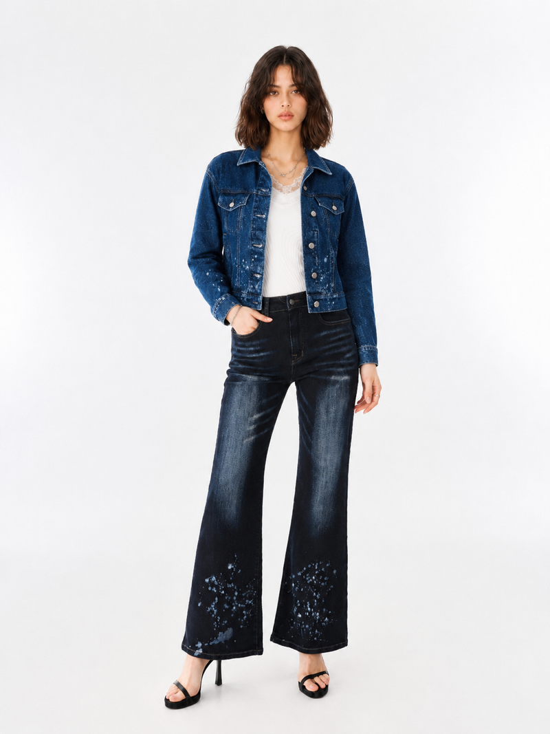Paint-Splatter Denim Jacket
