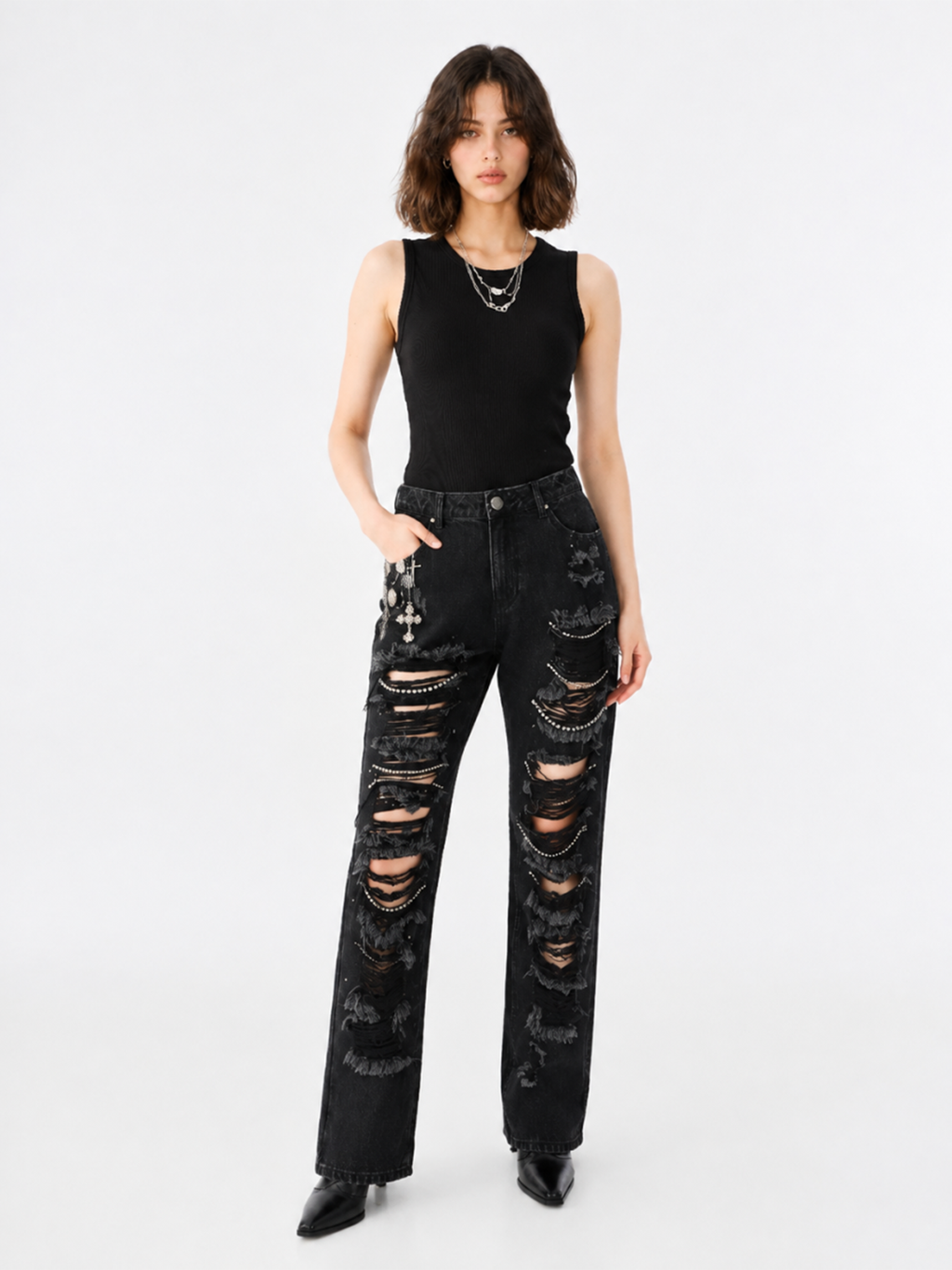 Neil Cross Distressed Straight Jean