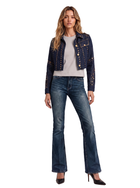 Gold-Stud Cropped Denim Jacket