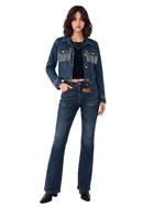 Riley Rhinestone Fringe Cropped Denim Jacket