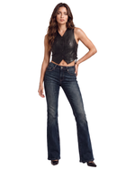 Lace-Up Coated Denim Vest