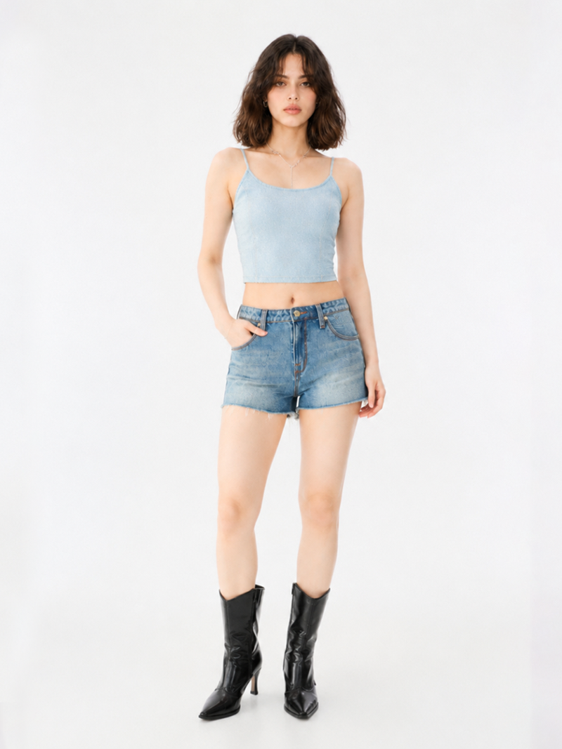 Crystal Denim Corset Top