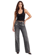 Kaia Mid Rise Embroidered Straight Jean
