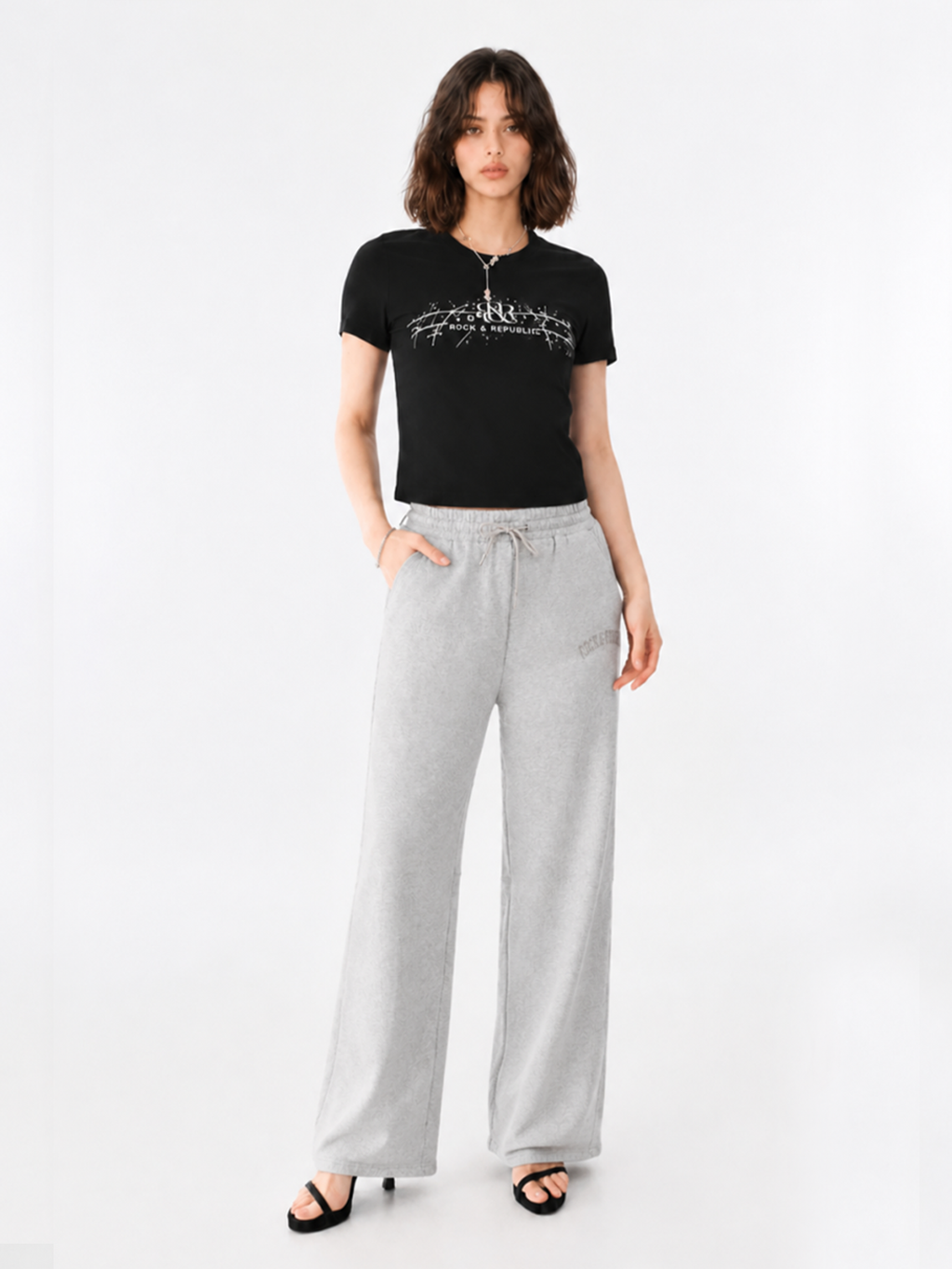 Logo Knit Wide Leg Pants