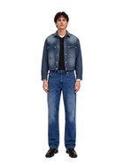 Grady Mid Rise Contrast Stitch Relaxed Straight Jean