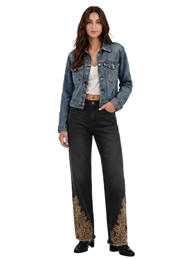 Kaia Frayed Hem Wide Leg Jean