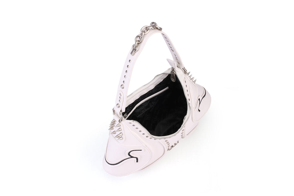 Studded Shoulder Bag with Spiked Hardware and RR Logo Detail