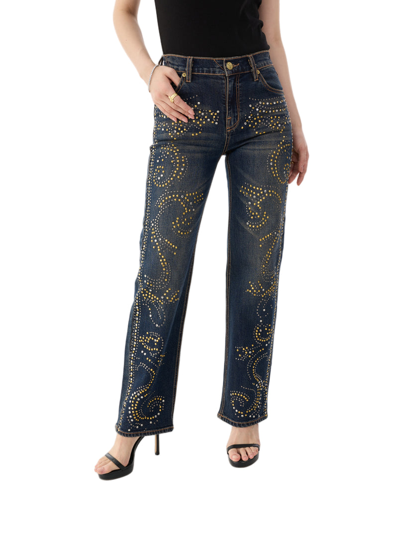 Kaia Gold Scroll Straight Jean