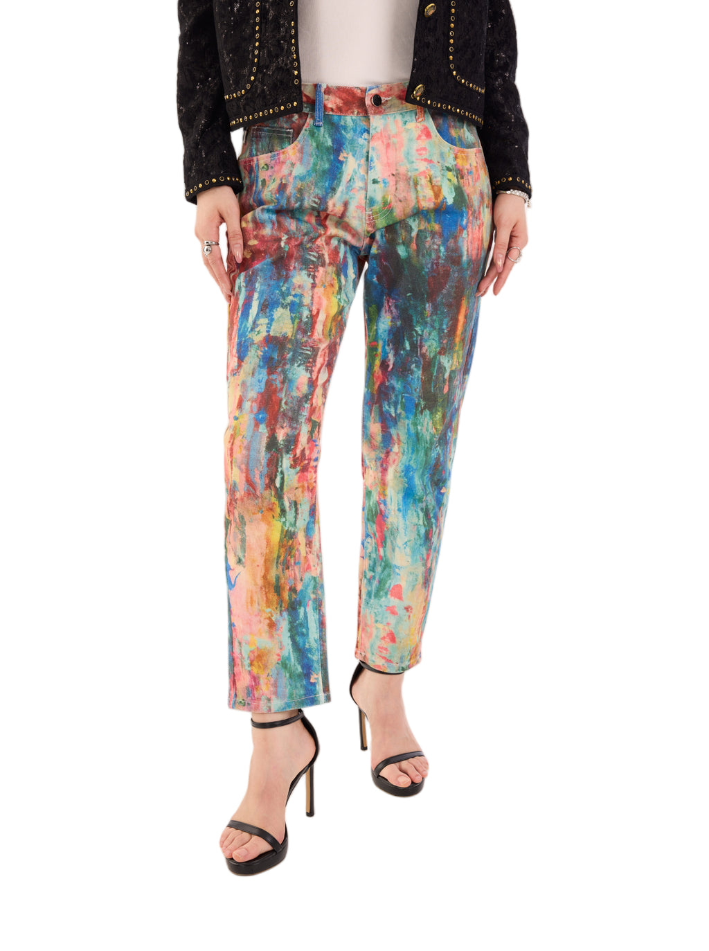 Kaia Abstract Paint Straight Jean