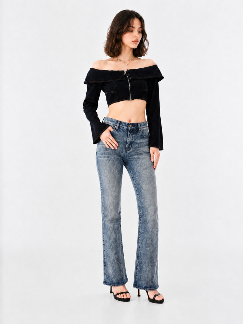 Fever White Logo Pocket Bootcut Jean