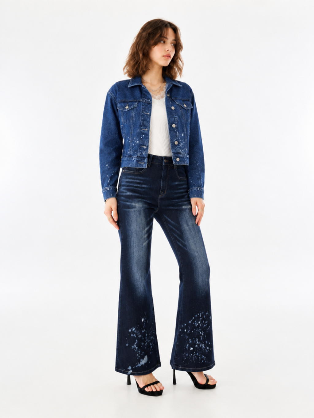 Paint-Splatter Denim Jacket