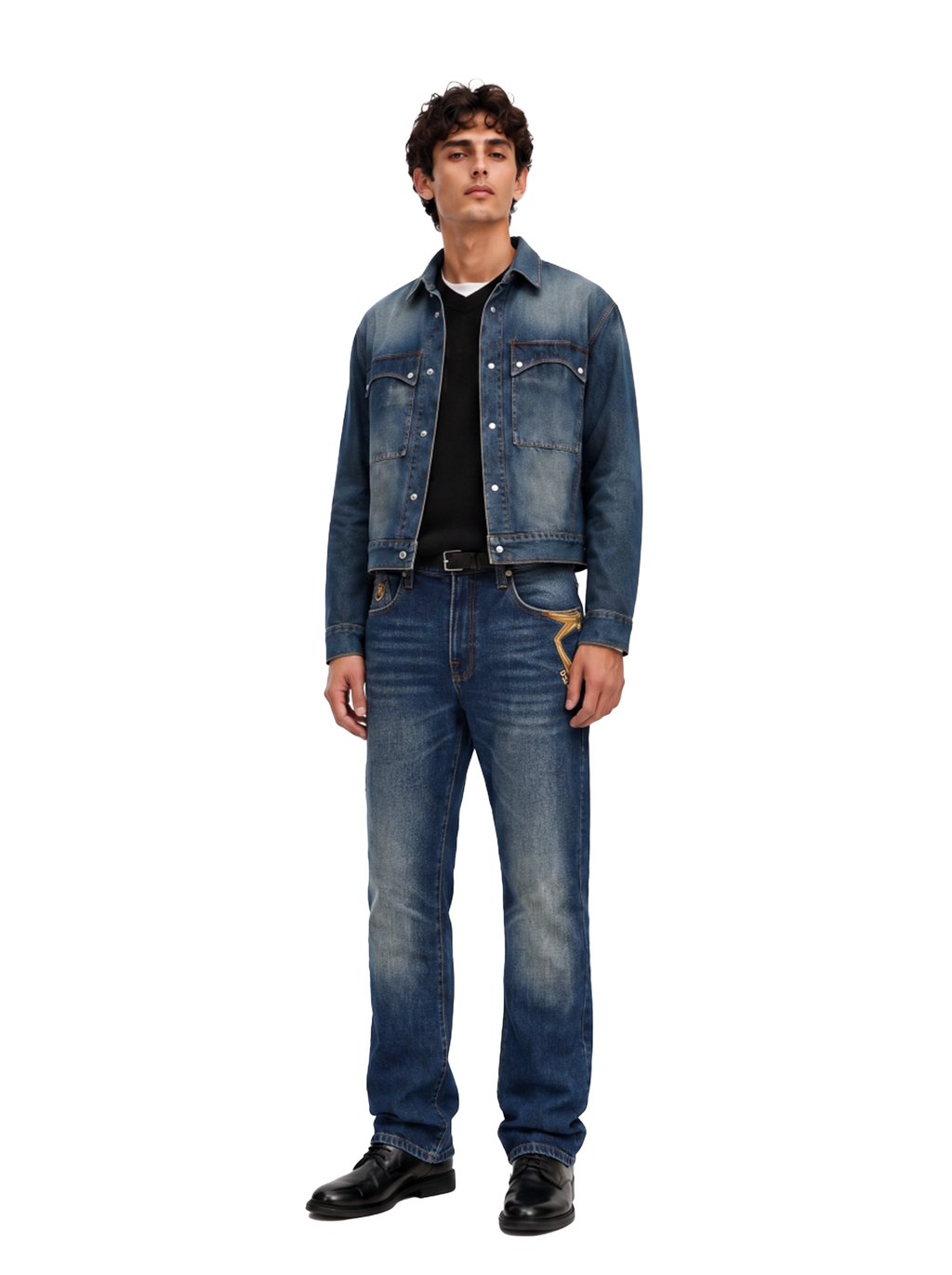 Neil Contrast Appliqué Straight Leg Jean