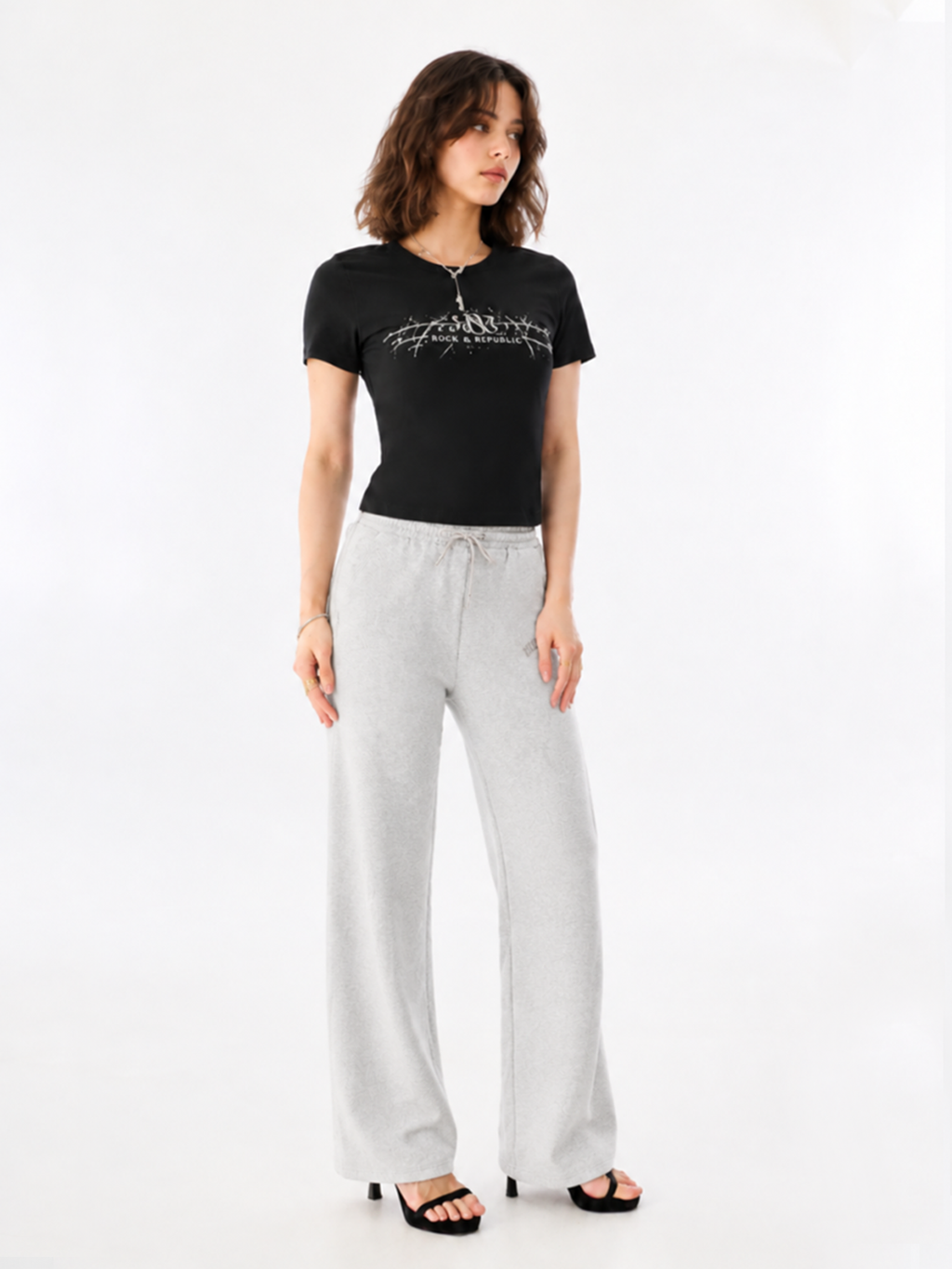 Logo Knit Wide Leg Pants