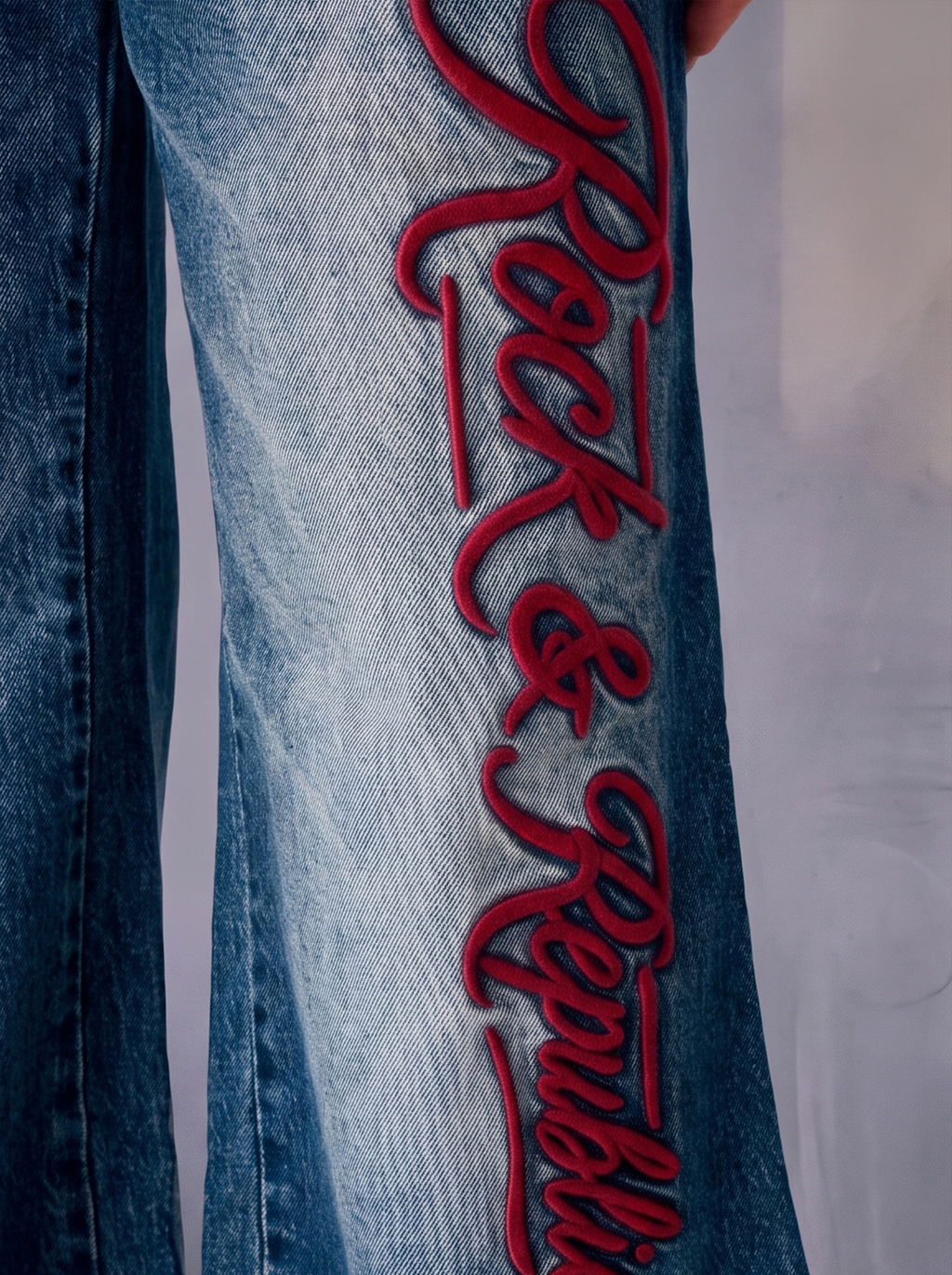 Cade Embroidered Wide Leg Jean