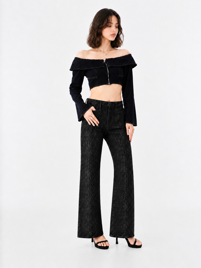 Kaia Allover Leopard Straight Jean