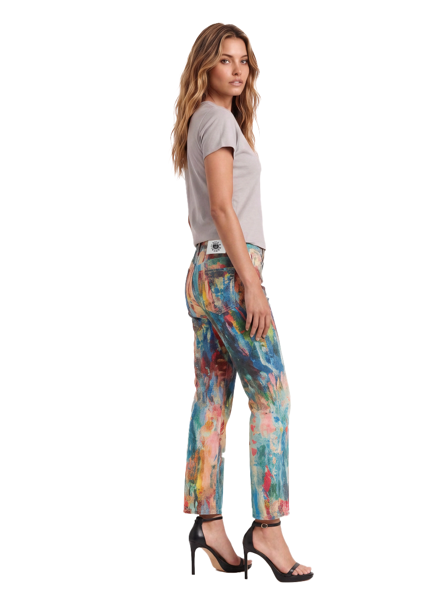 Kaia Abstract Paint Straight Jean