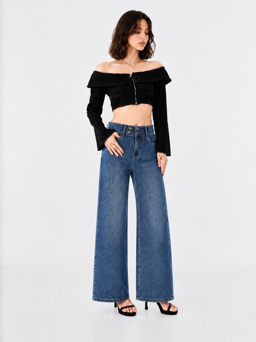 R Pocket Wide Leg Jeans