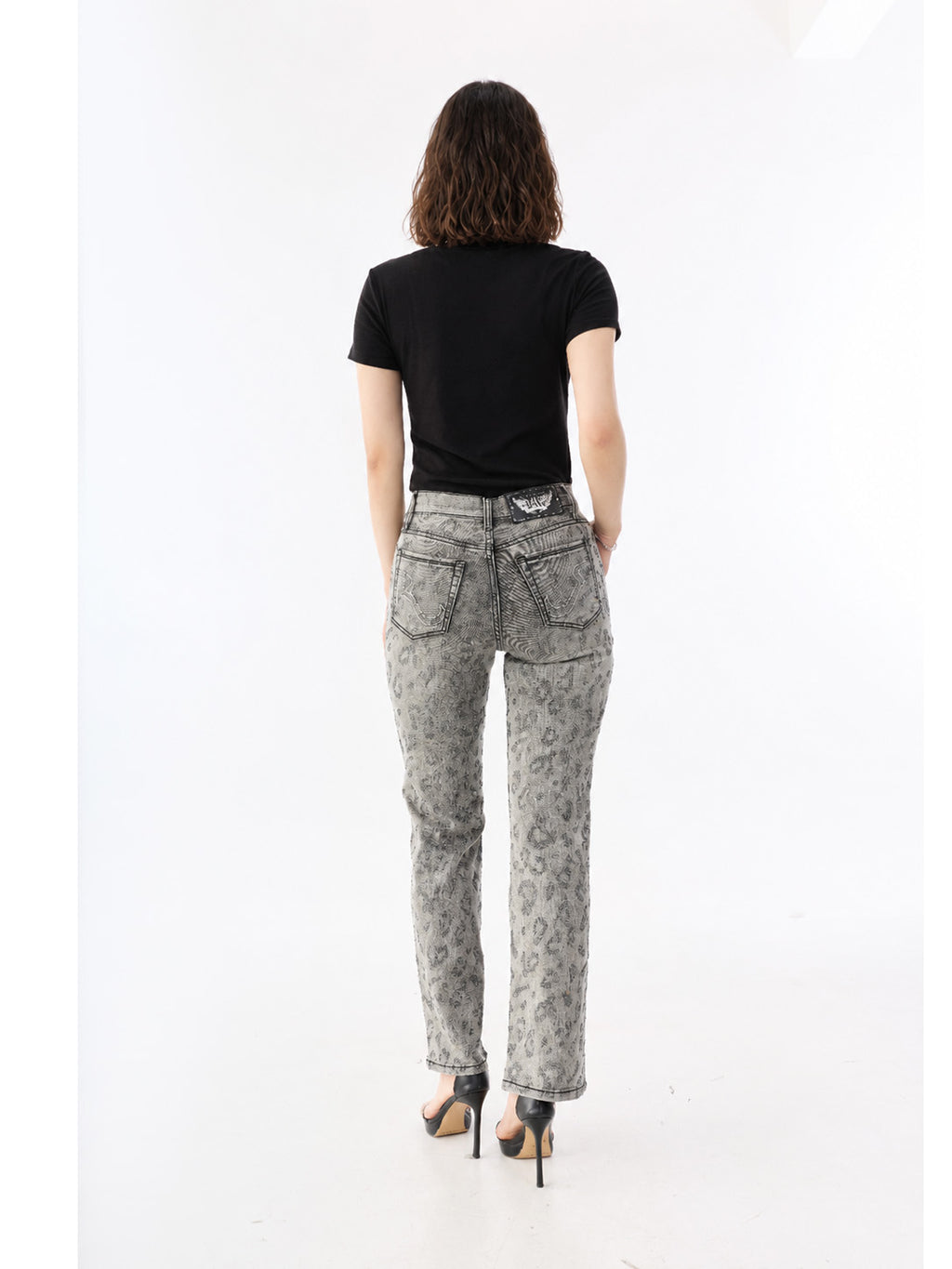 Kaia Grey Leopard Straight Jean