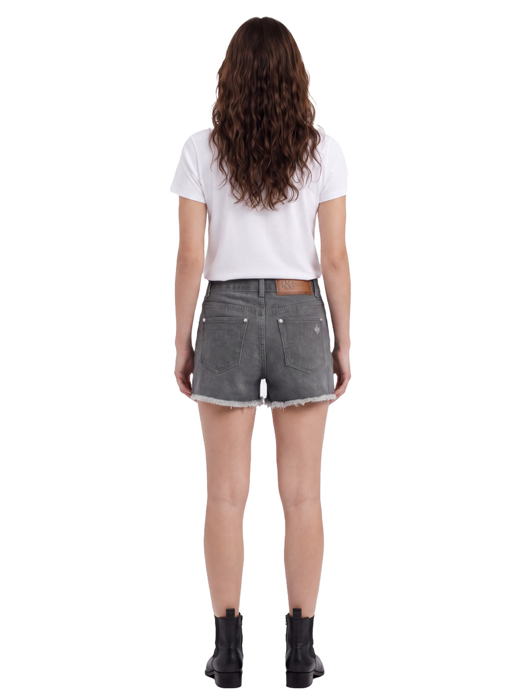 Tonal Pattern Denim Shorts