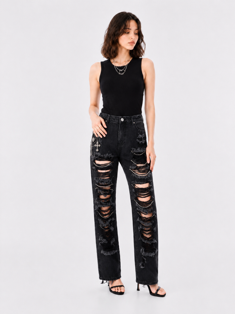 Neil Cross Distressed Straight Jean