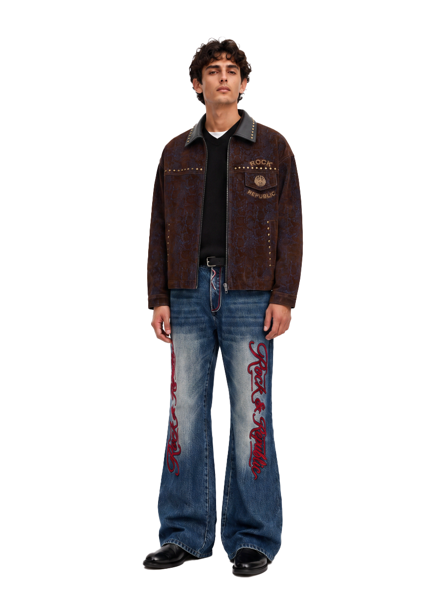 Men's Studded Embroidered Utility Jacket