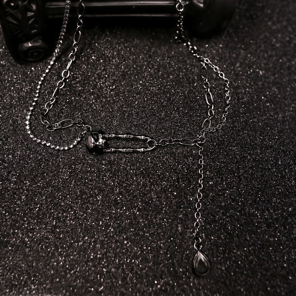 Bone Link CZ Teardrop Chain Necklace