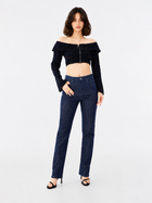 Kaia Blue R Embroidered Straight Jean