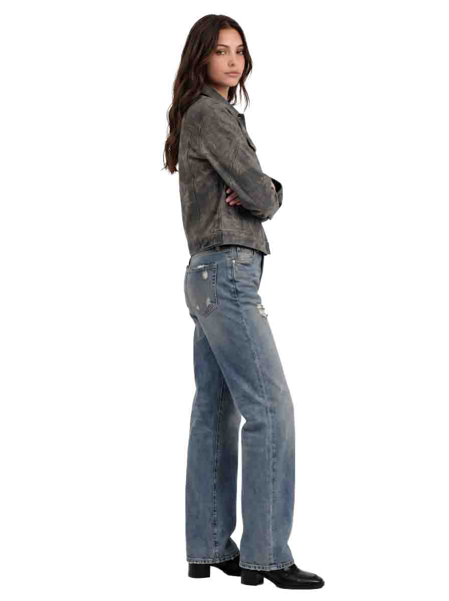 Women's Tonal Print Denim Jacket