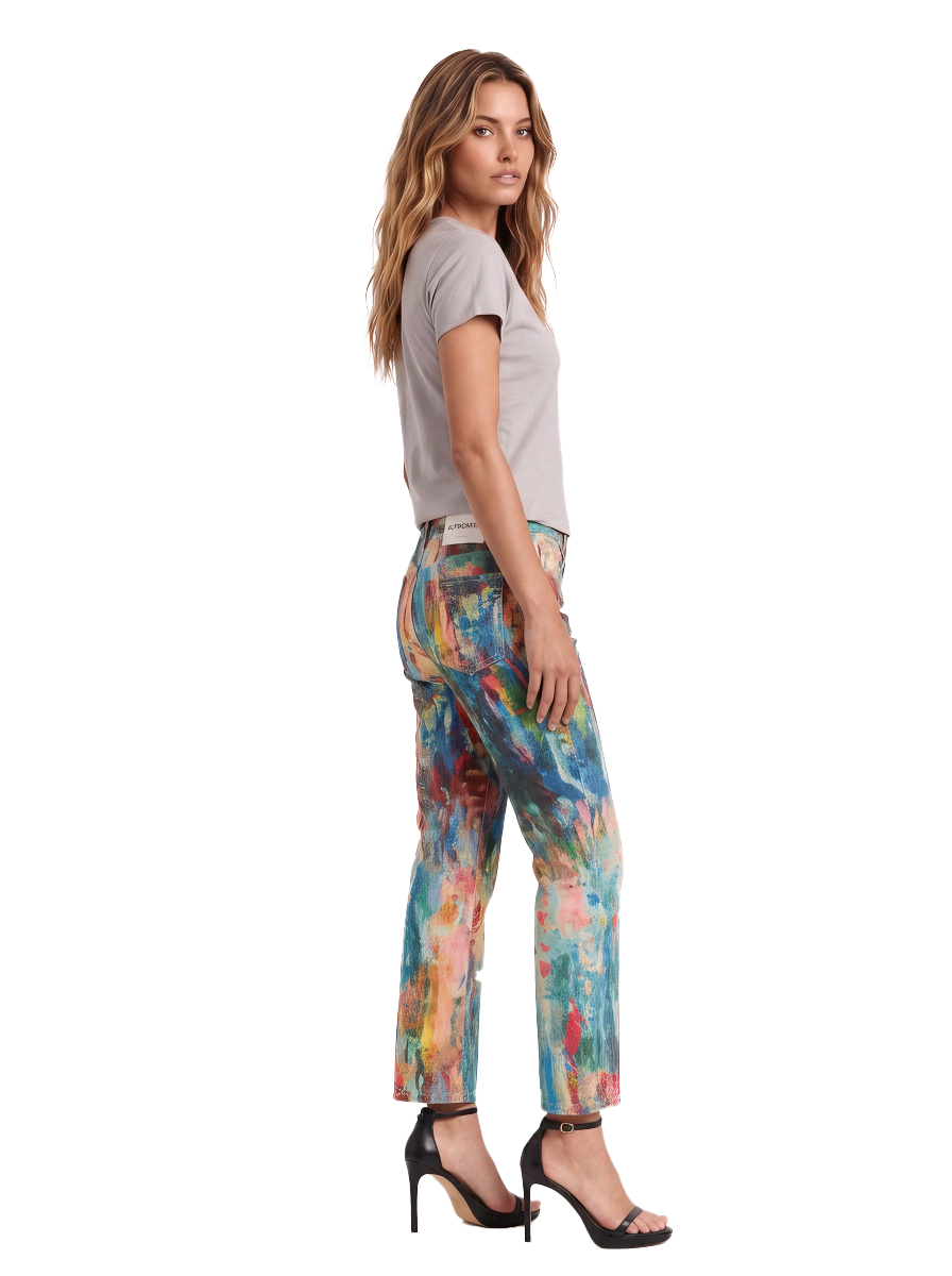 Kaia Abstract Paint Straight Jean