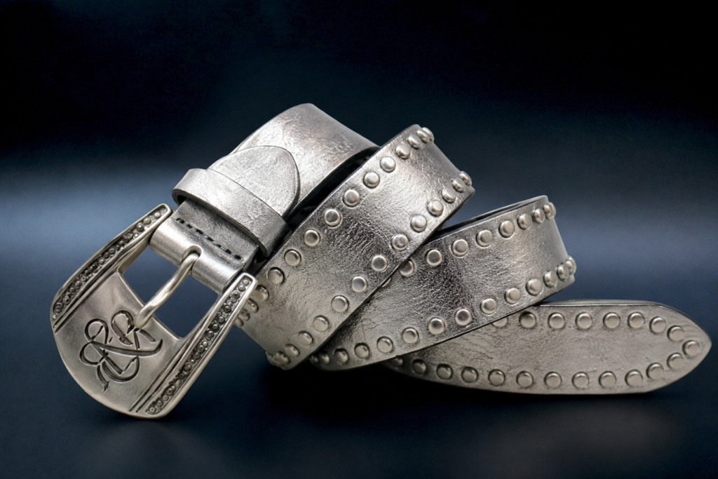 Studded Logo Buckle Belt