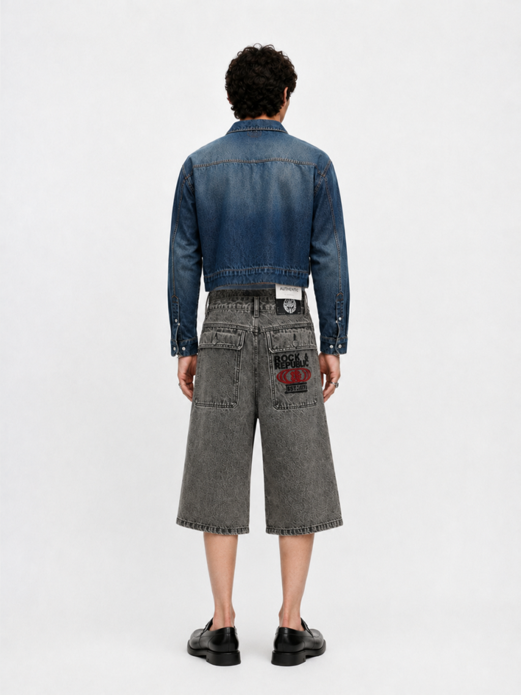Allover Stud Denim Shorts