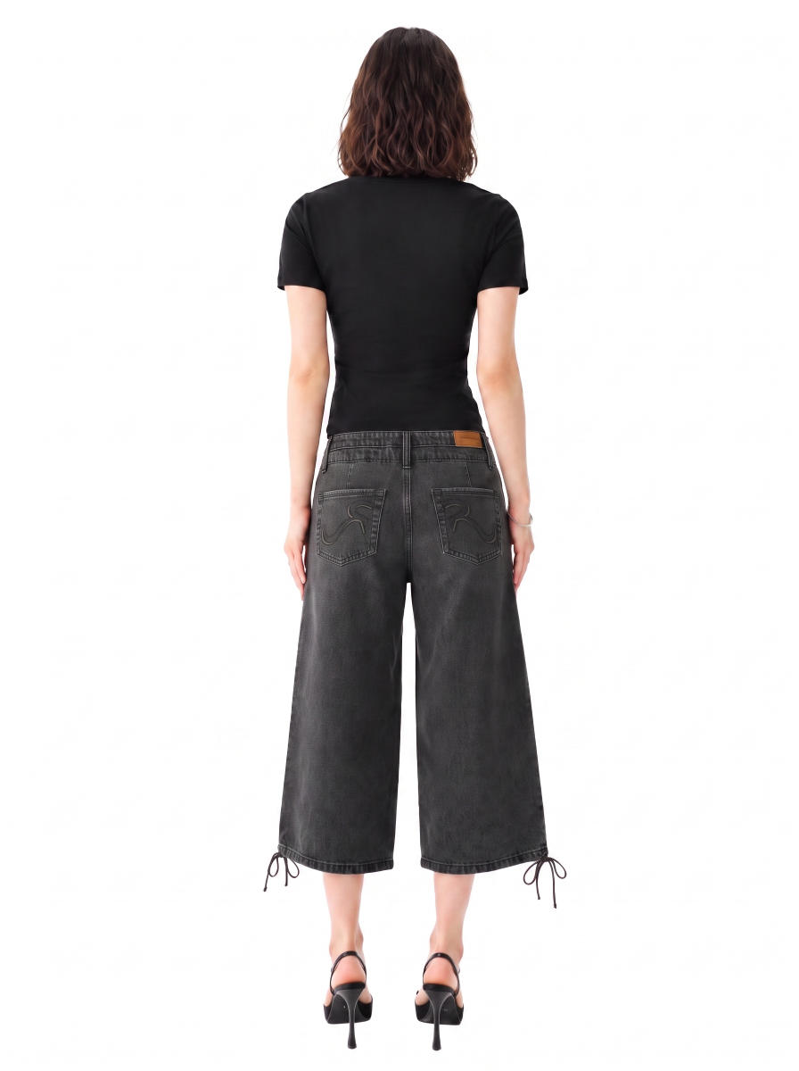 Bermuda Tie-Hem Denim Shorts
