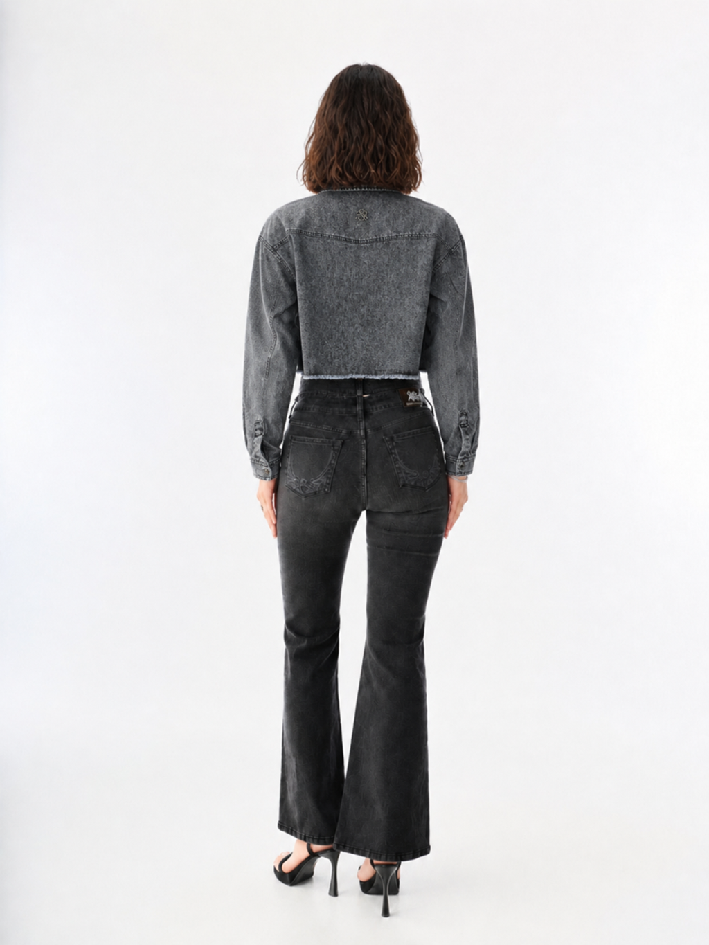 Washed Grey Cropped Denim Jacket