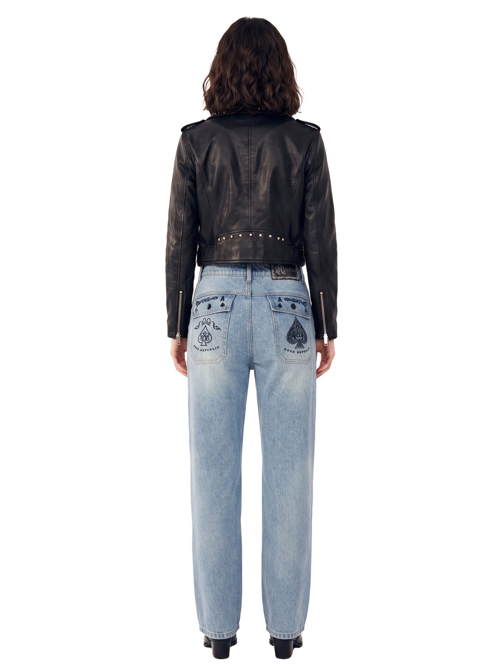 Kaia Studded Card Pocket Straight-Leg Jean