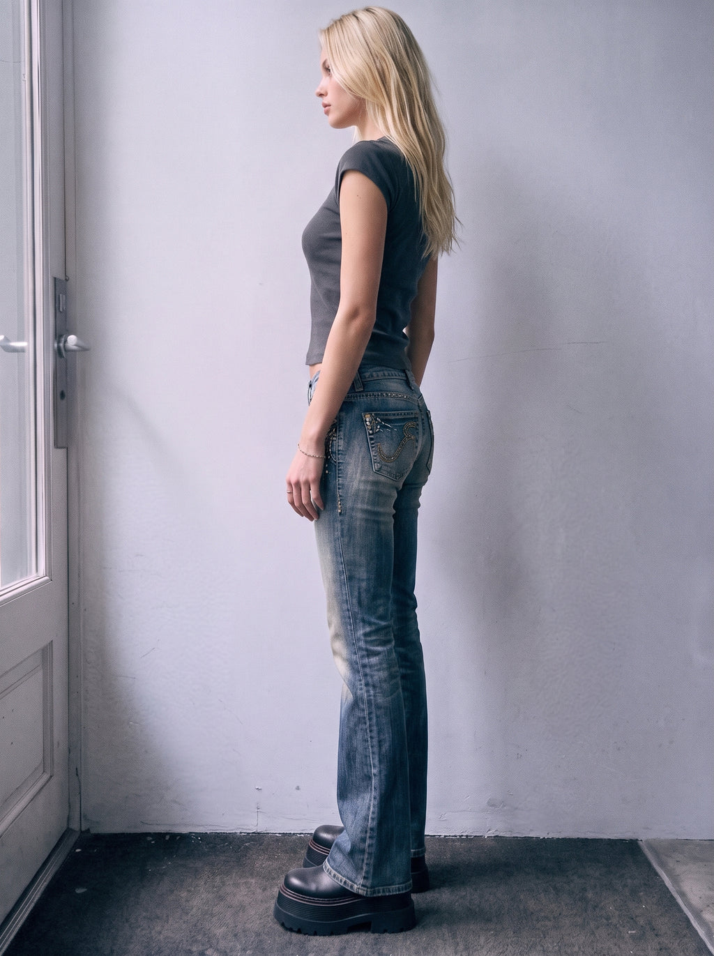Ribbed Crop T-Shirt with Signature Logo Patch Detail