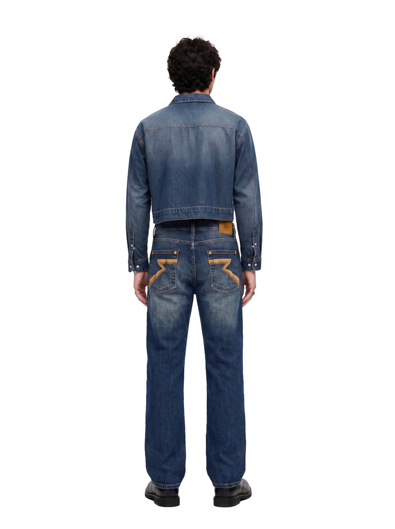 Neil Contrast Appliqué Straight Leg Jean