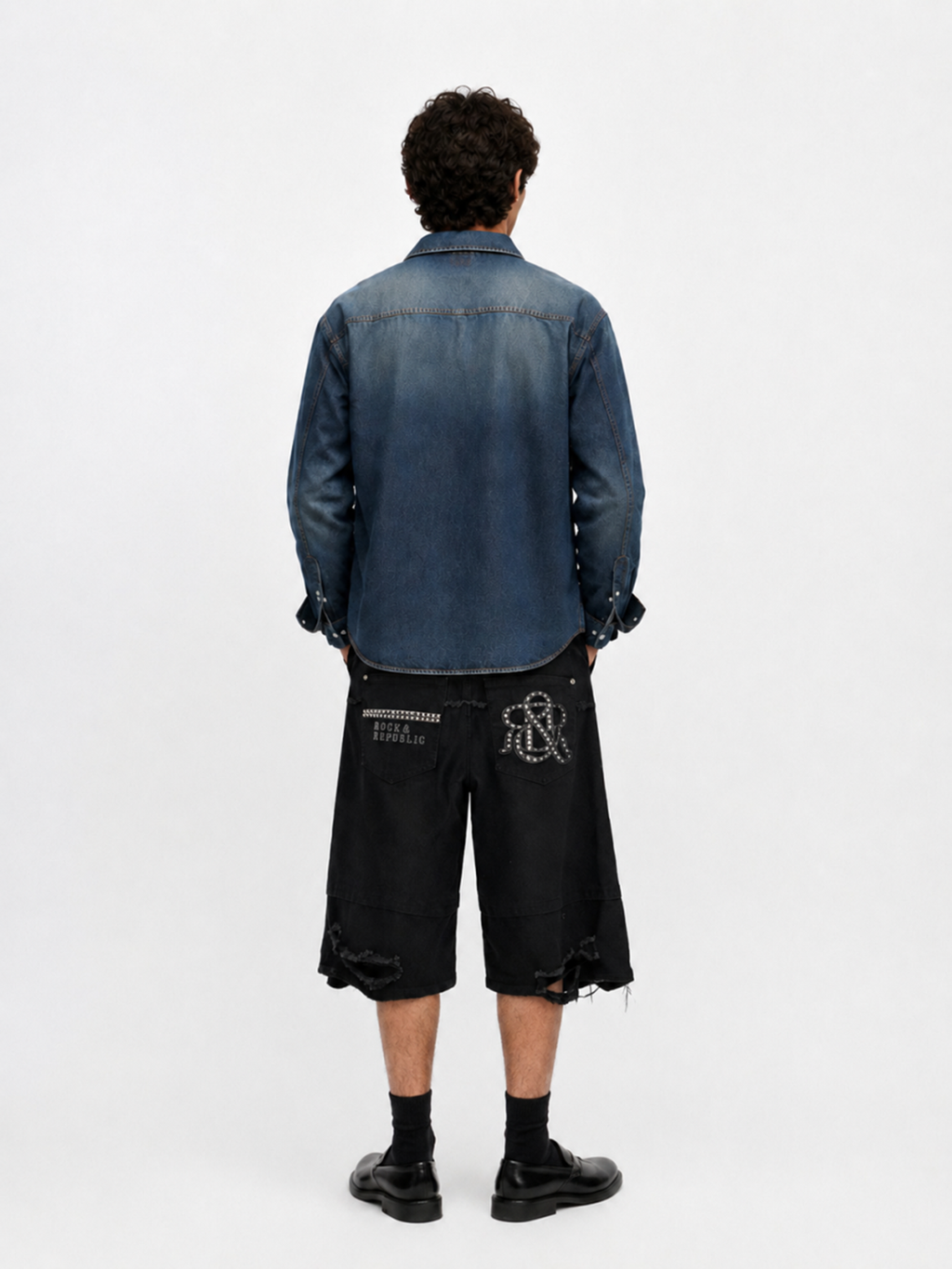 Rhinestone Pocket Denim Shorts