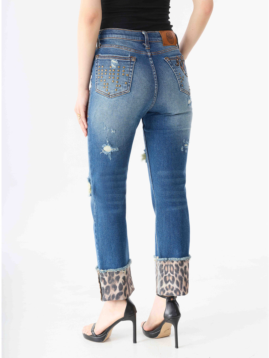 Kaia Leopard Cuff Straight Jean
