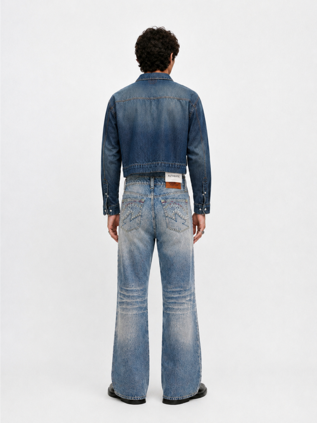 Neil Mid Rise Rhinestone-Embellished Straight Jean