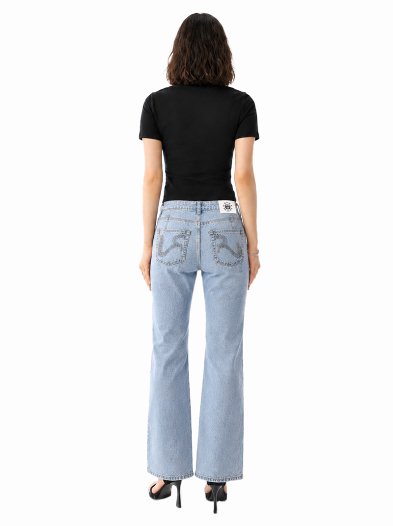 Kaia R-Embroidered Straight Jean