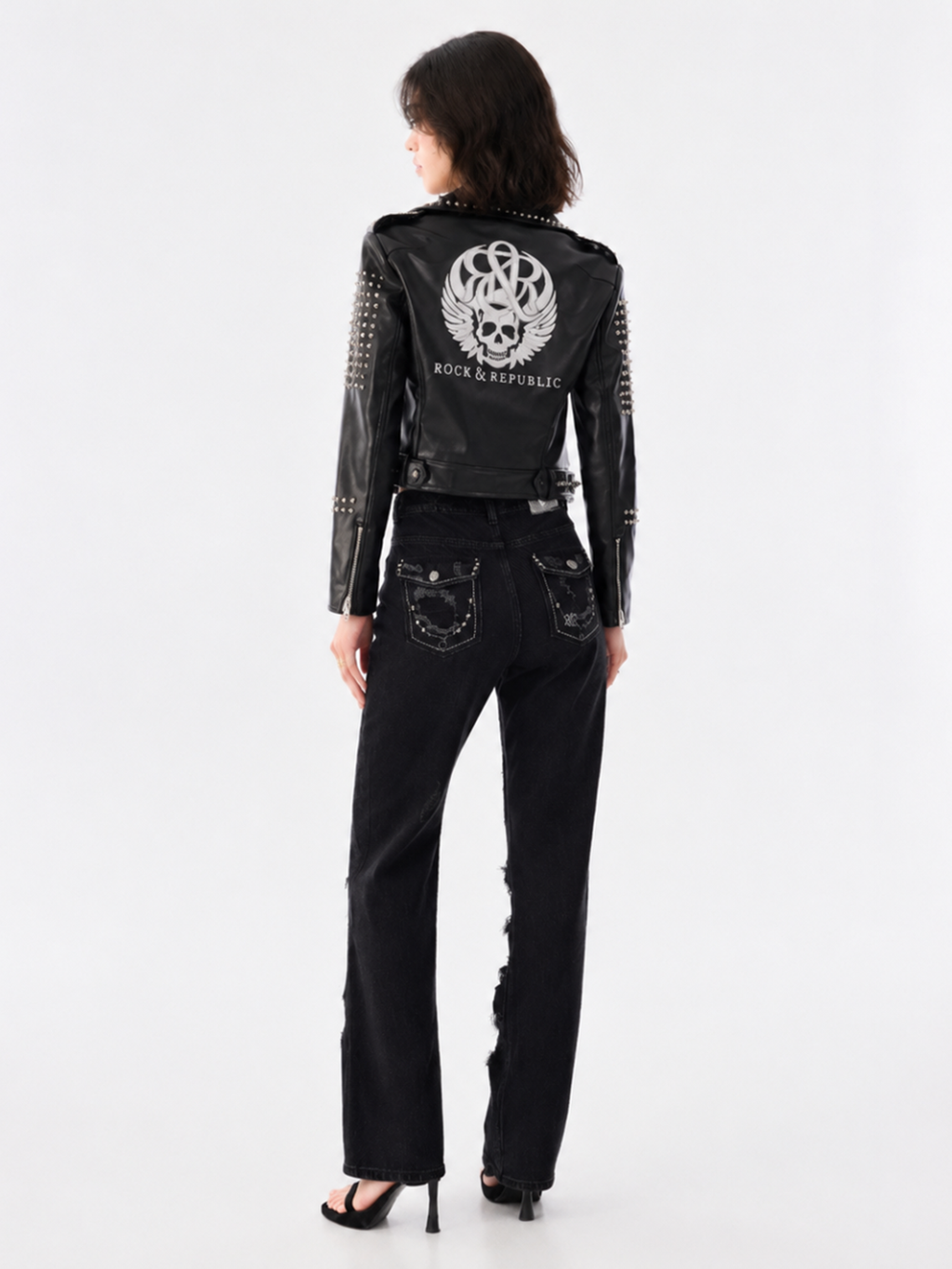 Studded Shoulder Moto Jacket