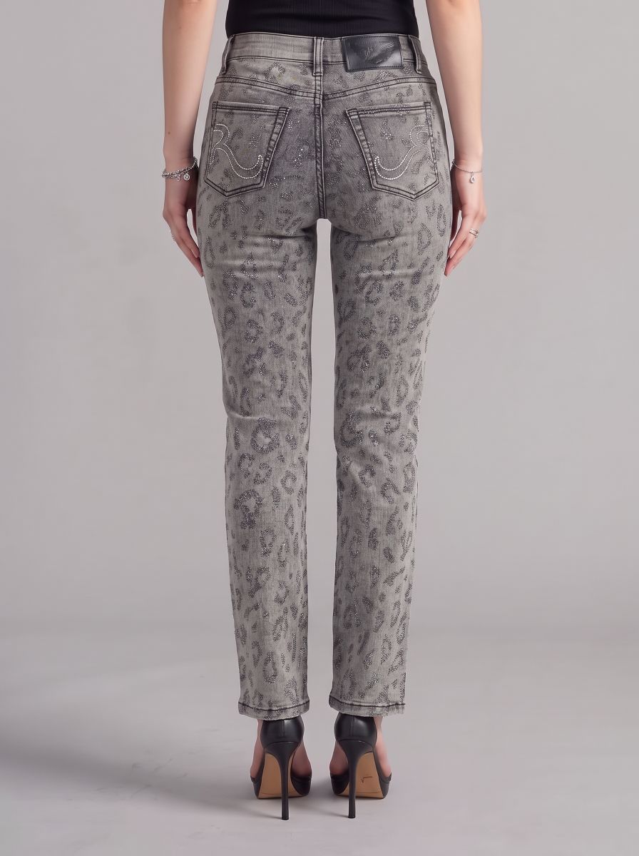 Kaia Grey Leopard Straight Jean