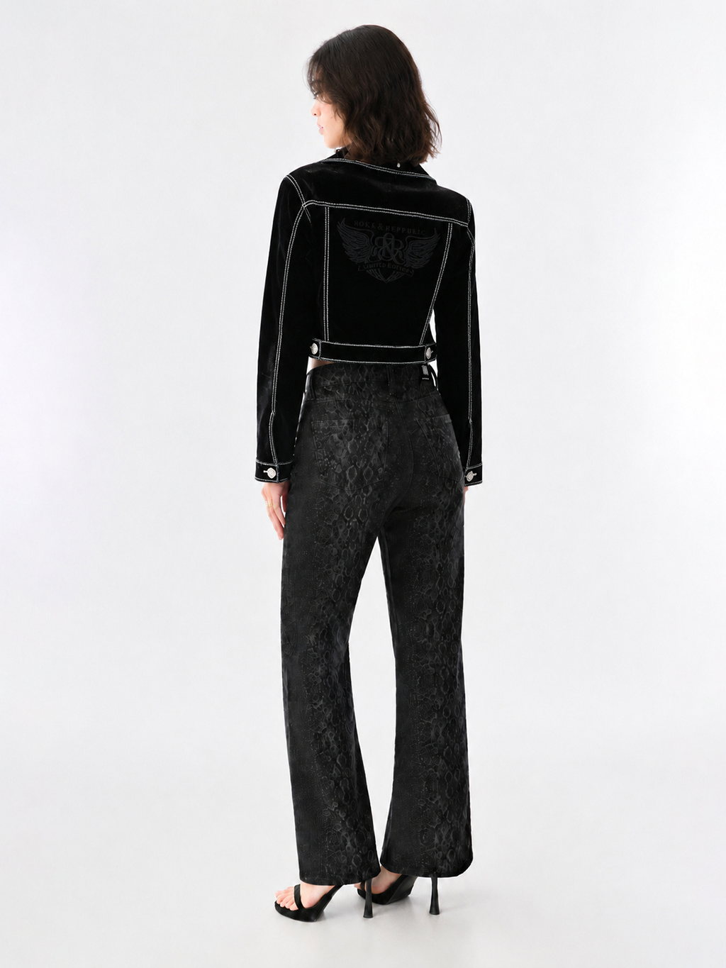 Contrast Stitch Black Denim Jacket