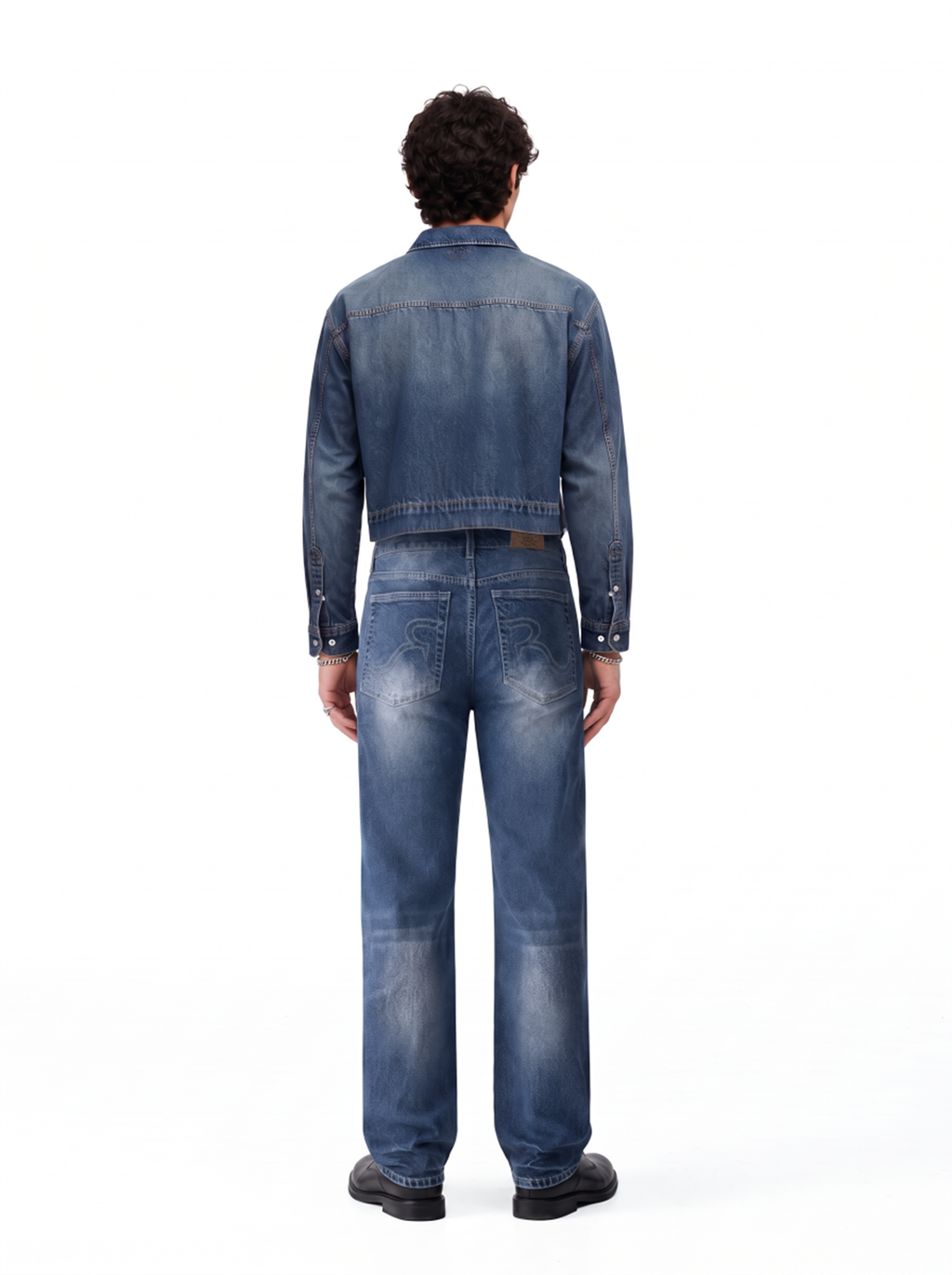 Grady Mid Rise Contrast Stitch Relaxed Straight Jean