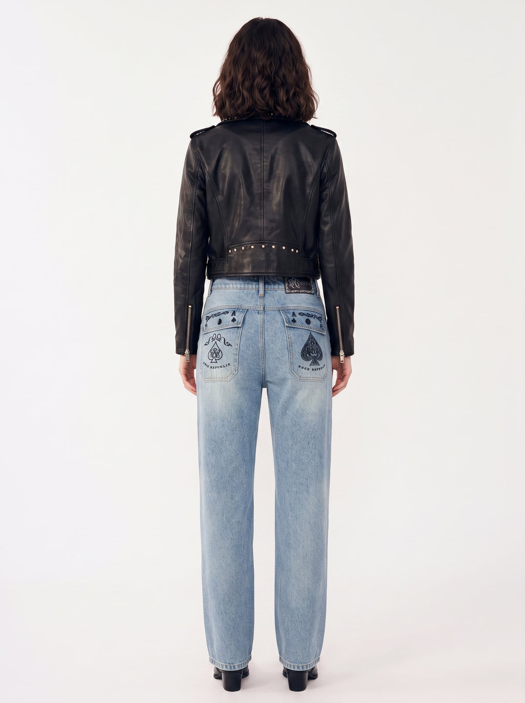 Kaia Studded Card Pocket Straight-Leg Jean