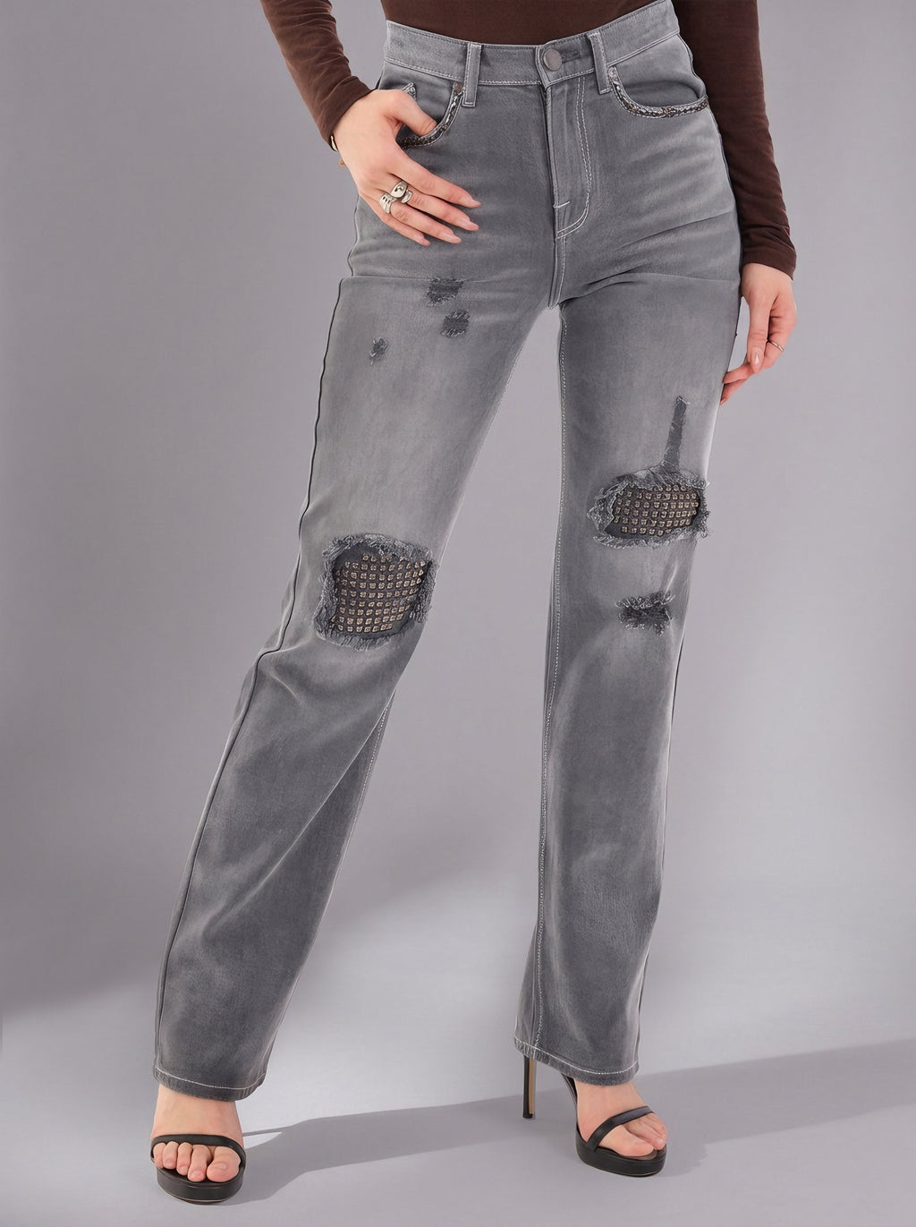 Kaia Knee Cutout Straight Jean